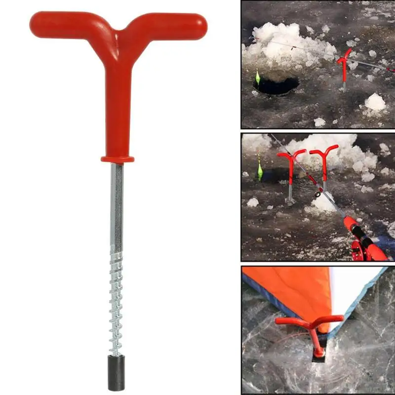 

Outdoor Screw Fixed Nail Ice Auger Spiral Drill Rod Holder Fishing Tackle