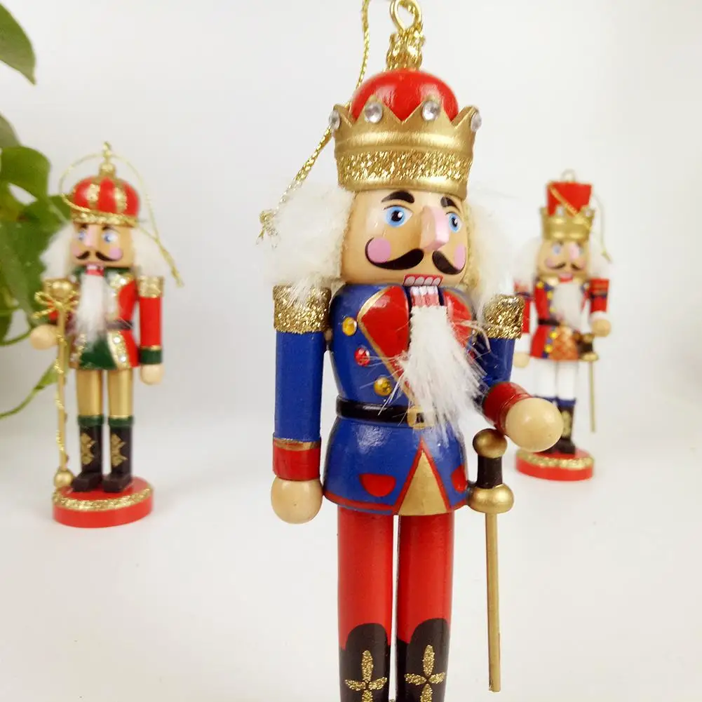 3 шт./компл. Рождество, украшение для маникюра, блестящие 12 см Щелкунчик король кукольный деревянные настольные украшения для куклы