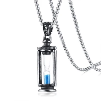 

1PC Vintage Memory Stainless Steel lantern Sandglass Necklace for Men Stainless Steel Cremation Jewelry