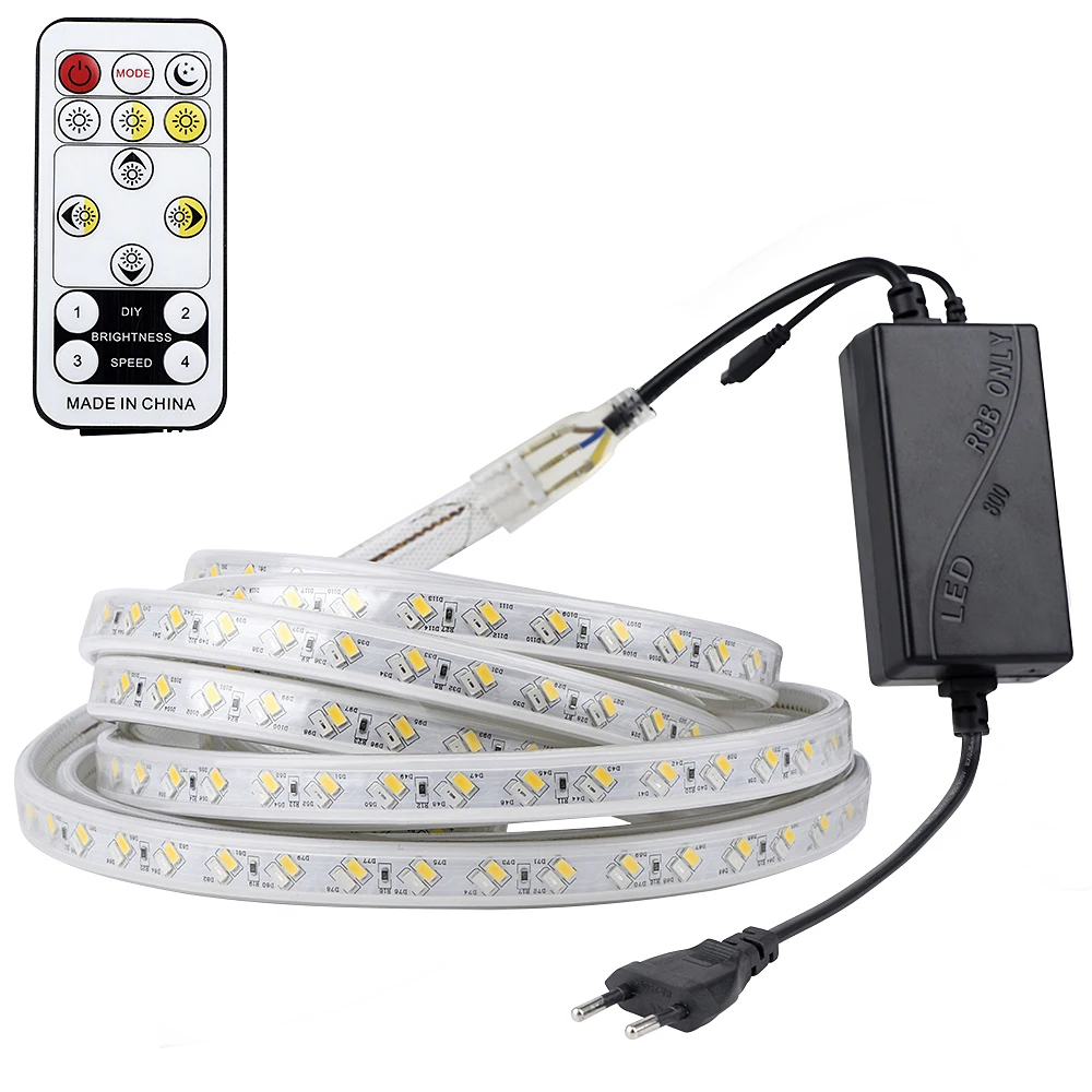 SMD 5050 220V Светодиодная лента белая уличная Водонепроницаемая 5730 RGB светодиодный ленточный фонарь Гибкая светодиодная лента RGB с дистанционным затемнением