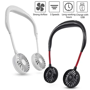 

USB Portable Fan Hands Free Neck Fan Hanging Rechargeable Mini Sports Fans Personal Mini For Home Office Traveling Outdoor