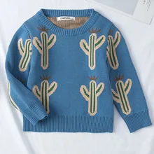 Детский свитер Одежда для мальчиков и девочек осенне-зимний Хлопковый вязаный пуловер модный детский свитер с рисунком кактуса детская одежда