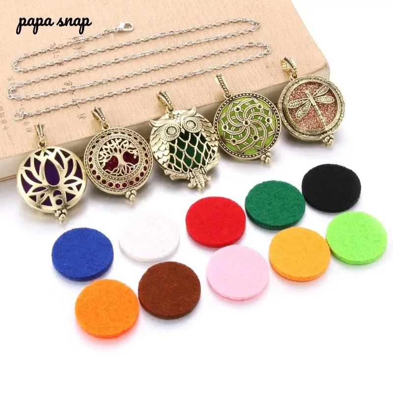 Ожерелье с ароматерапией золотистого цвета винтажное Цветочное дерево жизни