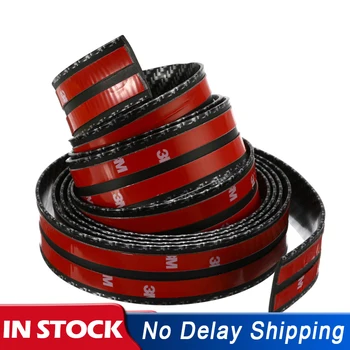 

Universal 2.5M/8.2ft Carbon Fiber Spoiler Valance Car Side Skirts Car Front Bumper Lip Splitter Chin Rubber Protectors Strip