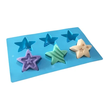 

6 Cavities Stars Soap Silicone Mold Craft Tools Pentagon Shape Handmade Making Soap Molds
