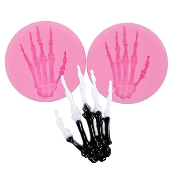 

2Pcs Skull Hand Molds For Halloween Party Silicone Mold Used For Making Cake Chocolate Handmade Pastry Tools Decor