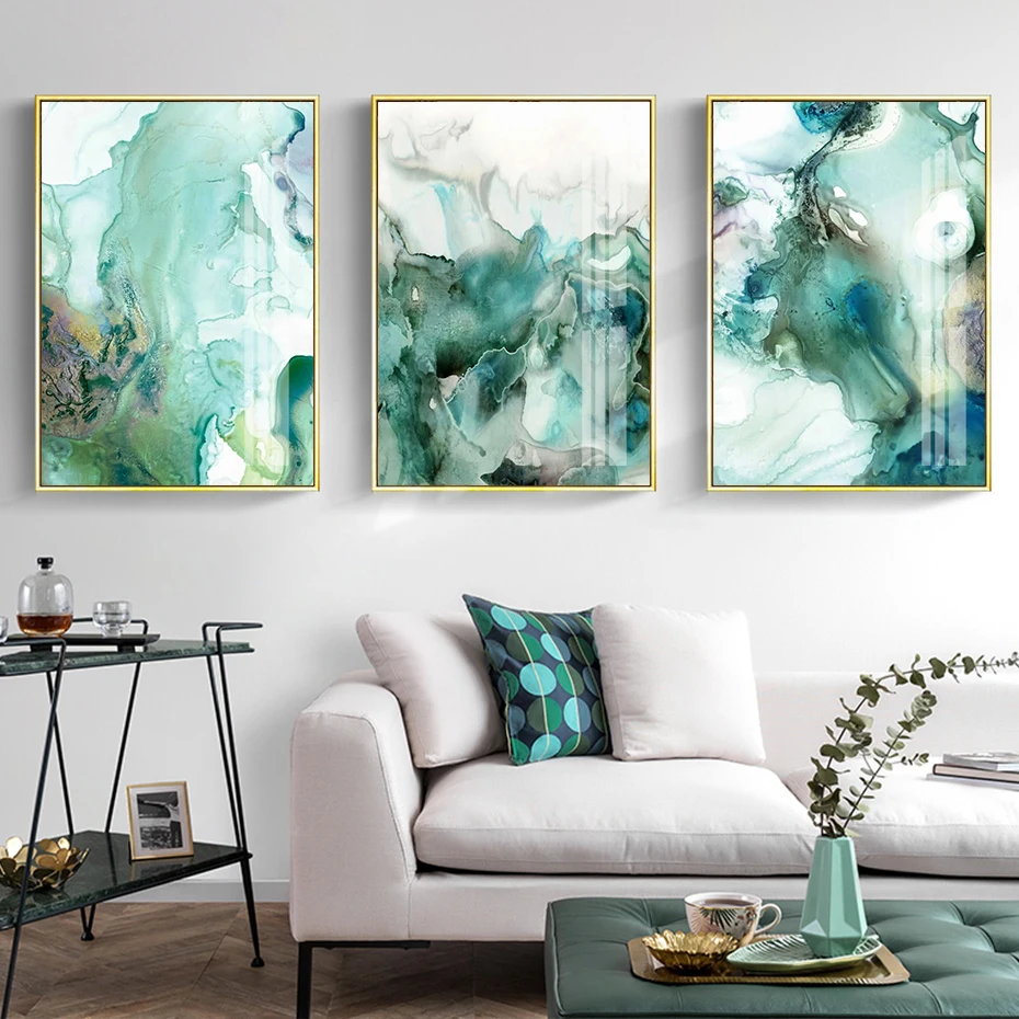 Canvas Painting Wall Art Mint Green | Abstract Green Picture Canvases -  Abstract Wall - Aliexpress