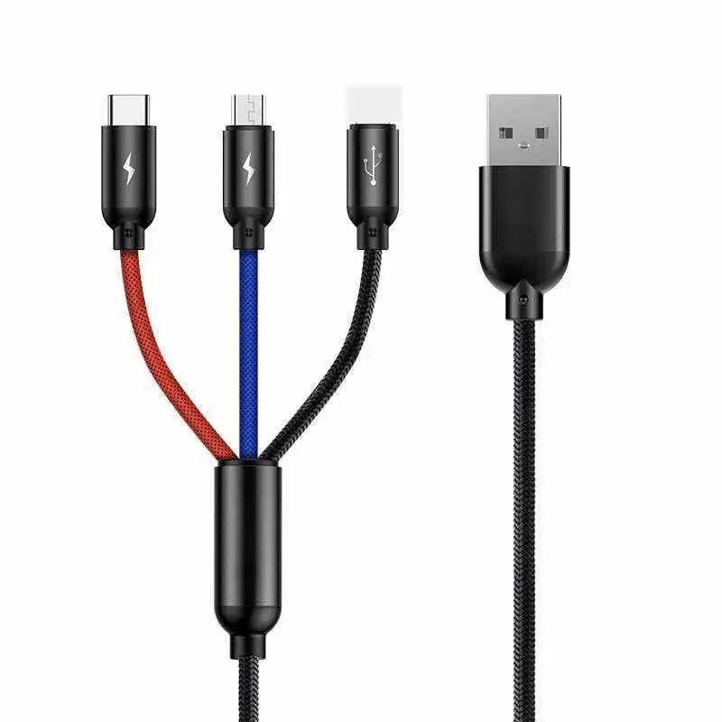 Для Android Huawei iphone type-c 3.5a Flash ChargeOne Drag Three Data Cable Extended In One многофункциональная