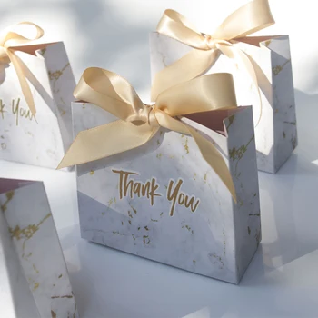 

High-quality Creative Grey Marble Wedding Favours candy Boxes Paper Chocolate BoxesPackage/Gift Bag Box for Party Baby Shower