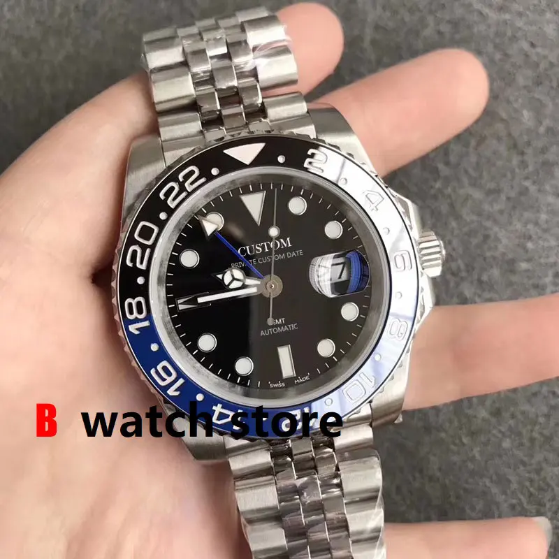 Автоматические часы мужские 40 мм GMT деловые сапфировое стекло световой