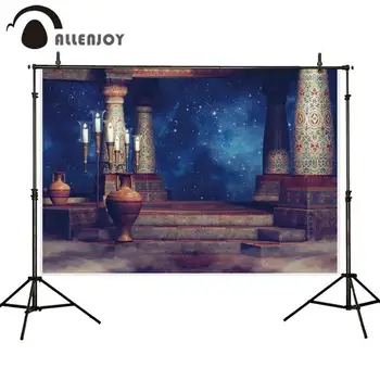 

Allenjoy Ramadan Background Arabia Night pillar Starry Sky Candle Vases Hanukkah Photography Backdrop Photo Studio Photophone