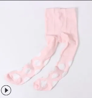pink dot Колготки для маленьких девочек колготки для новорожденных мальчиков, вязаные колготки для малышей Детские хлопковые колготки для малышей однотонная одежда для маленьких девочек - Цвет: pink dot