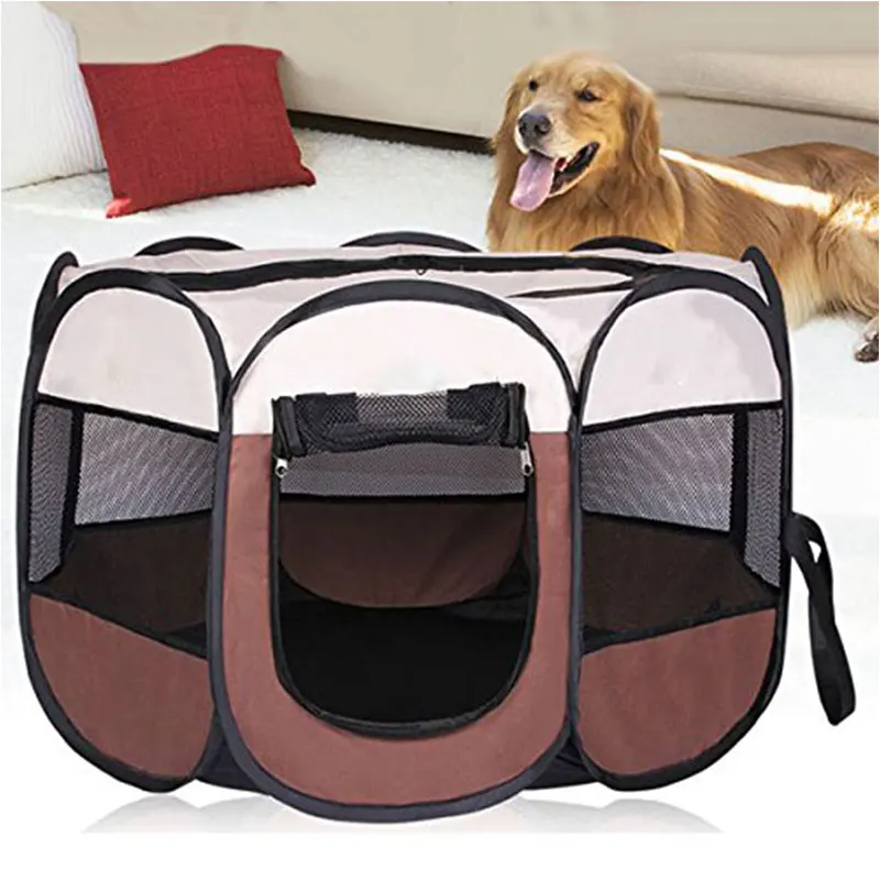 Portable Folding Pet Big Tent Dog House Cage Dog Cat Tent Playpen Puppy Kennel Easy Operation Waterproof Outdoor Octagon Fence