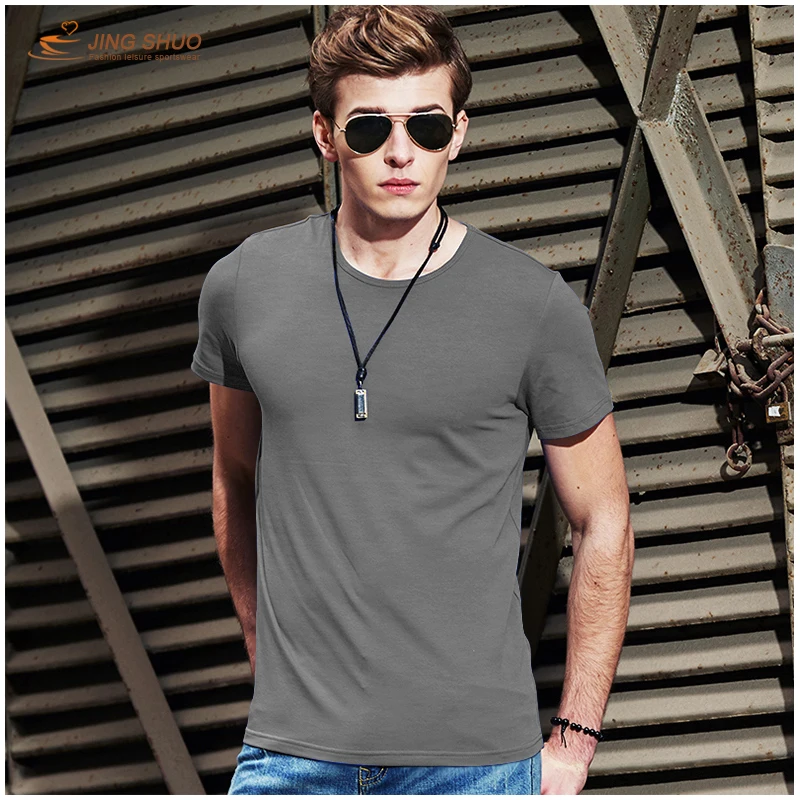 High Quality Fashion Mens T Shirts Casual Short Sleeve T-shirt Solid Cotton Tee Shirt Summer Clothing Black Loose | Мужская одежда