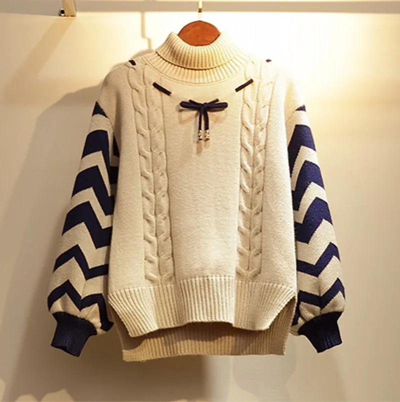 Осень зима модный элегантный вязаный свитер с высоким воротом+ юбка с высокой талией женский комплект из 2 предметов