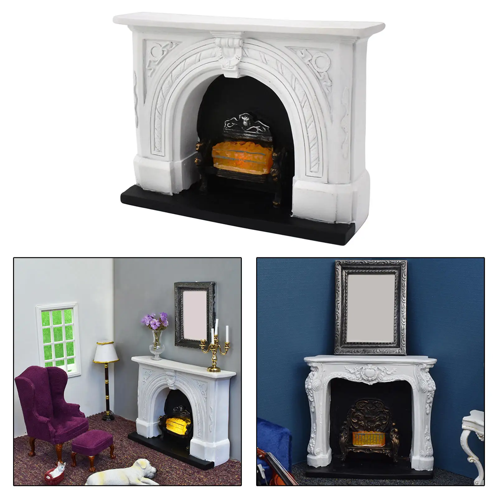 Miniature Fireplace Doll House LED Flame Battery Operated Freestanding Doll  for 1:12 1/12 - AliExpress