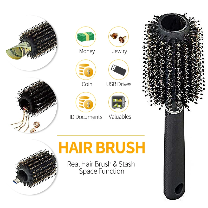 

Real Hair Brush Comb & Secret Box Stash Space Hollow Container for Jewelry Money USB Storage Comb Safe Diversion Security