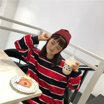 

2020 Dress Spelling Color Stripe Long Sleeve Sweater Student Skinny Jacket Suit-dress Tide Sweatshirt Hoodies Sudadera Mujer