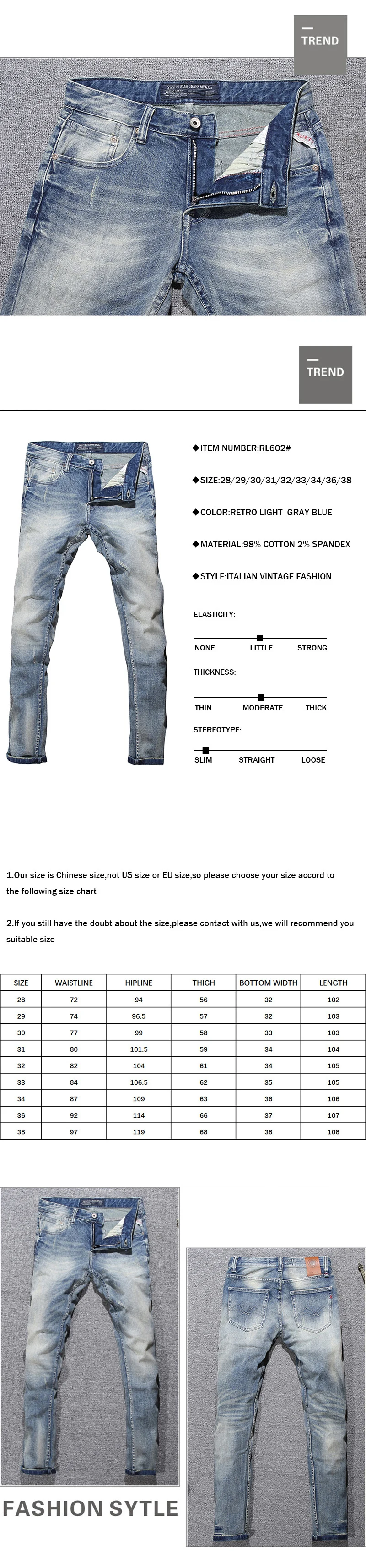 Italian Fashion Men Jeans Retro Light Gray Blue Distressed Ripped Jeans Men Elastic Cotton Slim Fit Vintage Designer Denim Pants white jeans for men