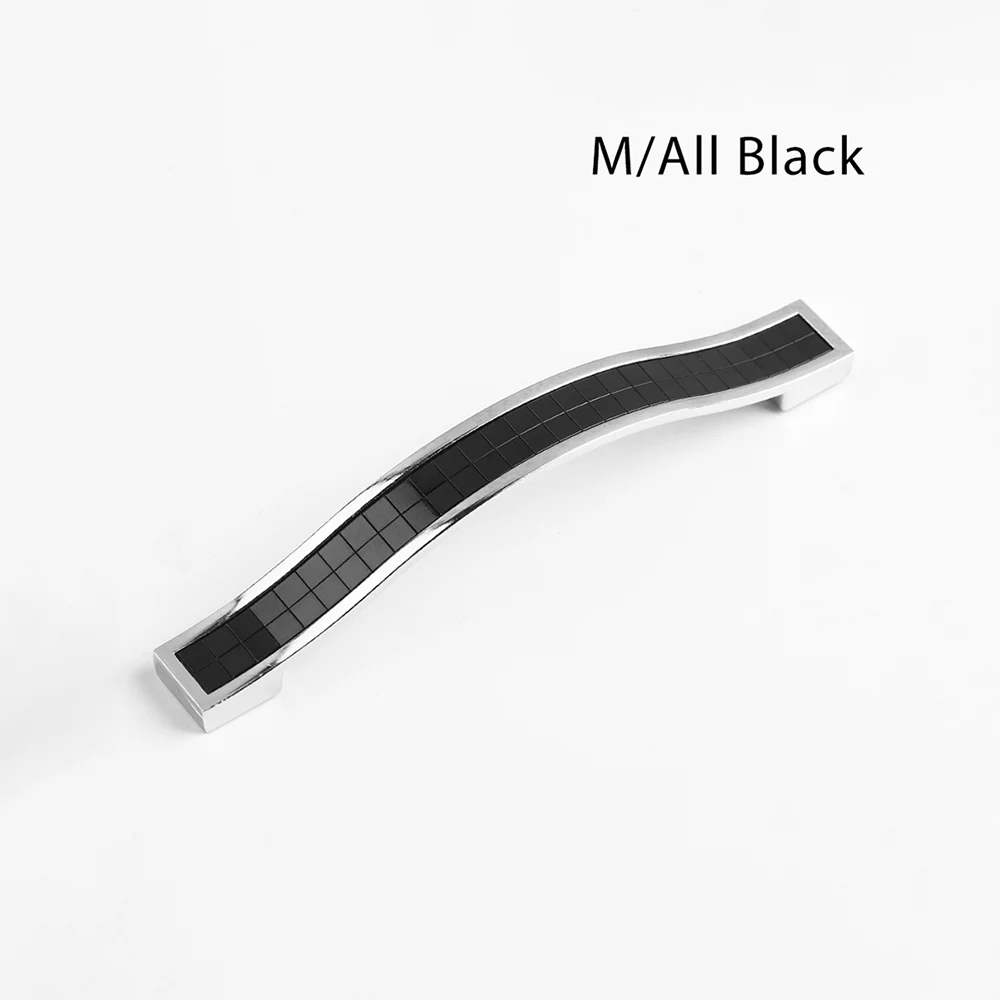 all black-128mm 1 шт кухонное украшение для дома современный Алмазный кристалл ящик шкаф для ювелирных изделий круглые ручки для дверей домашние улучшения - Цвет: all black-128mm