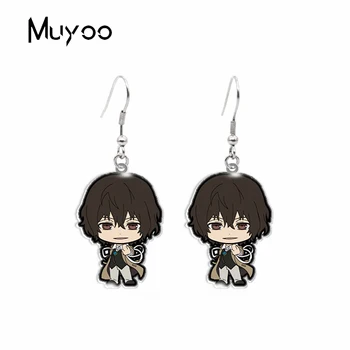 

2020 New Anime Bungo Stray Dogs Anime Akutagawa Dazai Osamu Nakahara Epoxy Acrylic Resin Fish Hook Earrings