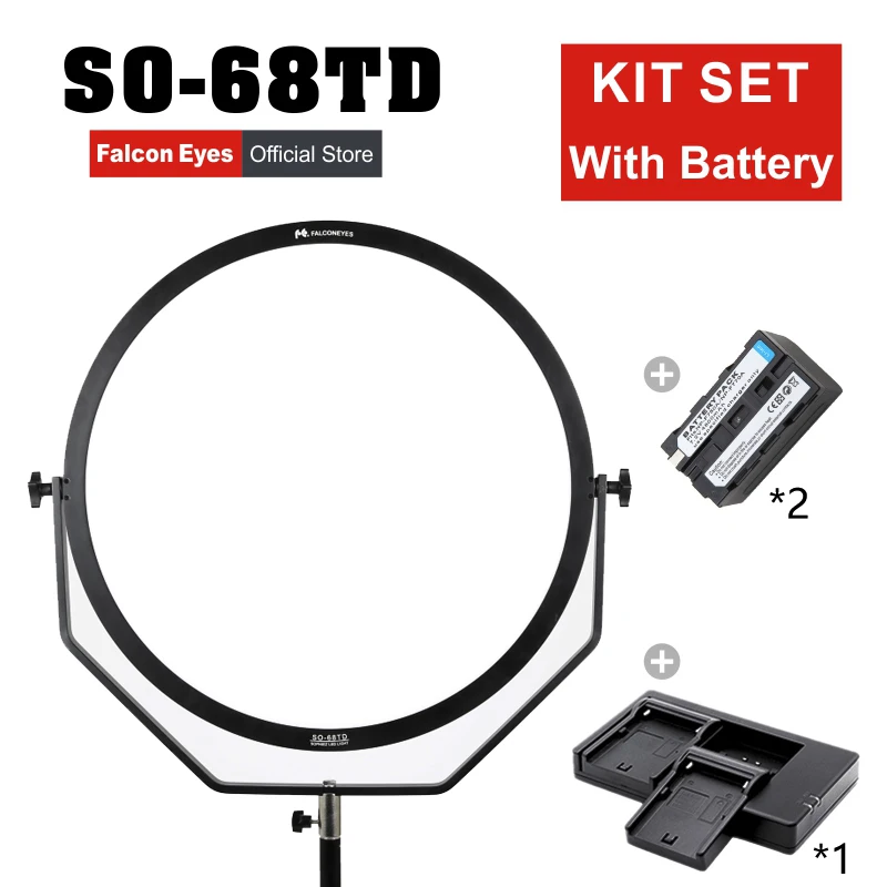 Falcon Eyes 68W LED видео Светильник 3000-5600K двухцветный непрерывный свет для кино/прямого