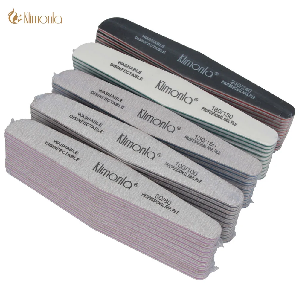 25Pcs/Lot Klimonla Zebra Curve Nail File Mix Grit Color Double-Side Emery Board Nail Buffering UV Gel Manicure Salon Tools DIY