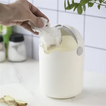 

Multifunction Mini Plastic Desktop Trash Can Cover Slide Kitchen Garbage Storage Container Cleaning Bucket