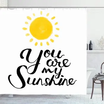 

Shower Curtain Set with Hooks 66x72 Inches Style Shape Drawing Graphic Creative You My Sunshine Courtesy Calligraphy Splatter