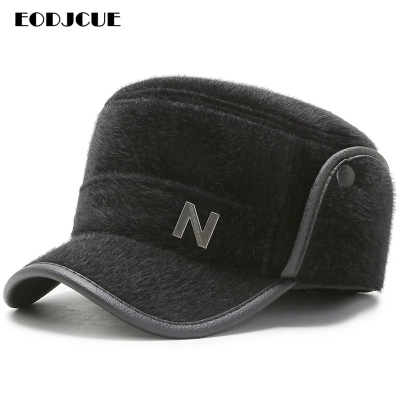 Зимняя мужская бейсболка с буквенным принтом для мужчин, теплые кепки Snapback для папы, шапка с защитой от ушек, Снежная Кепка s Gorras