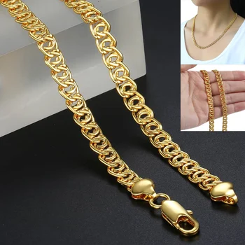 

7MM Wide Unisex Snail Link Chain Womens Mens Necklace Yellow Gold Filled GF Necklace For Women Men Wholesale LGN417