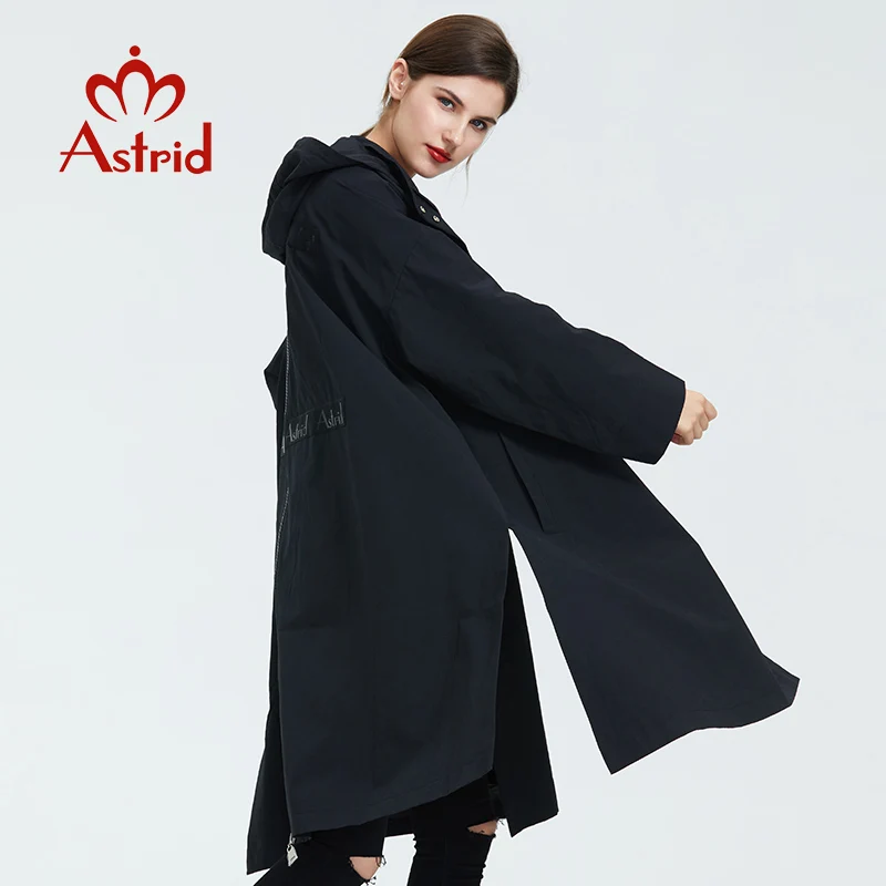  Astrid trench coat Women Hooded Plus Size high quality Windbreaker fashion Gothic Long Loose Suitab