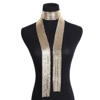 Hot Punk Aluminium Alloy Scarf Sequins Pendant Long Choker Statement Necklace Lady Neck Collar Women Fashion Jewelry Scarves 1