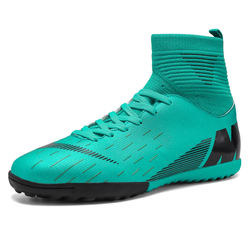

Men Football Boots Soccer Cleats Boots Long Spikes TF Spikes Ankle High Top Sneakers Soft Indoor Turf Futsal Soccer Shoes Men