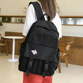 

HOCODO Waterproof Nylon Women Backpack Large Capacity High SchoolBag Double Front Pocket Backpack Women Multi Pocket Travel Bag
