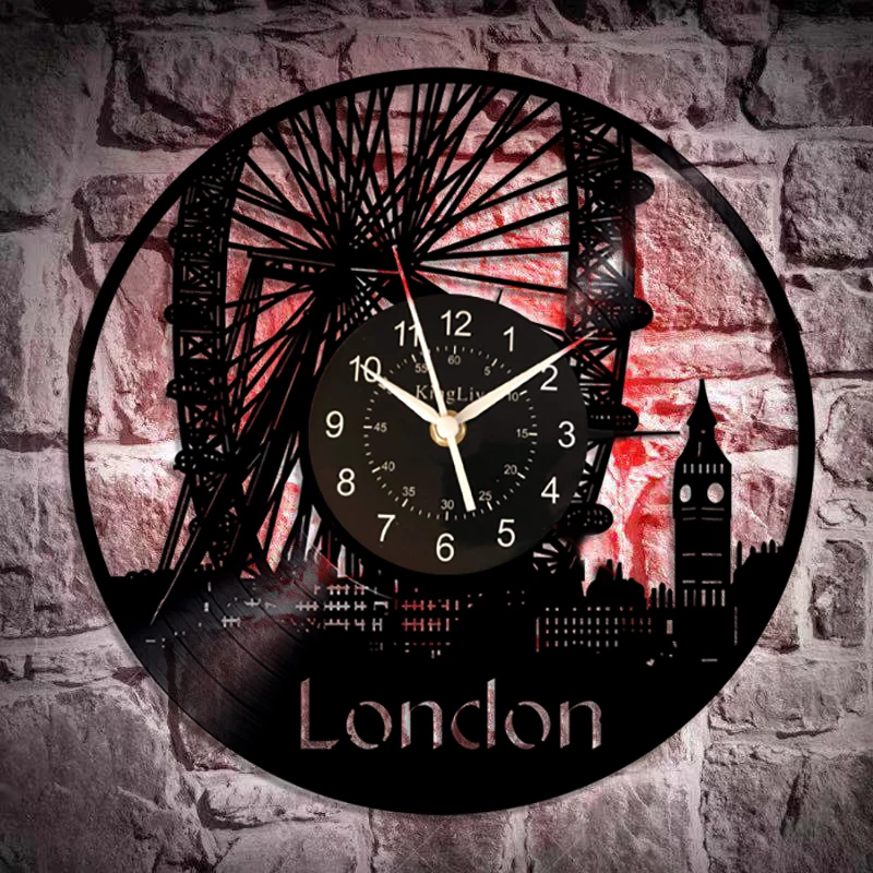 

London Vinyl Wall Clock - Home Decor Birthday Christmas Anniversary - Clock for Your Home Kids Living Room Kitchen - 12 Inches