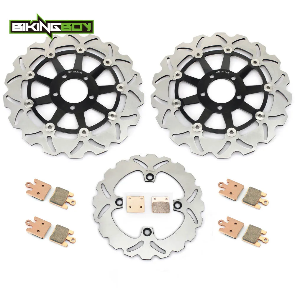 BIKINGBOY для KAWASAKI ZX12R ZX-12R Ninja ZX1200B 04 05 06 2004 2005 2006 Полный Комплект Передние Задние тормозные диски роторы колодки - Цвет: Wavy Black