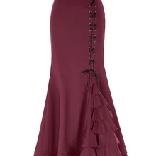 Модные готические юбки Викторианский корсет рыбий хвост длинные Юбки Русалки гофрированная тонкая юбка