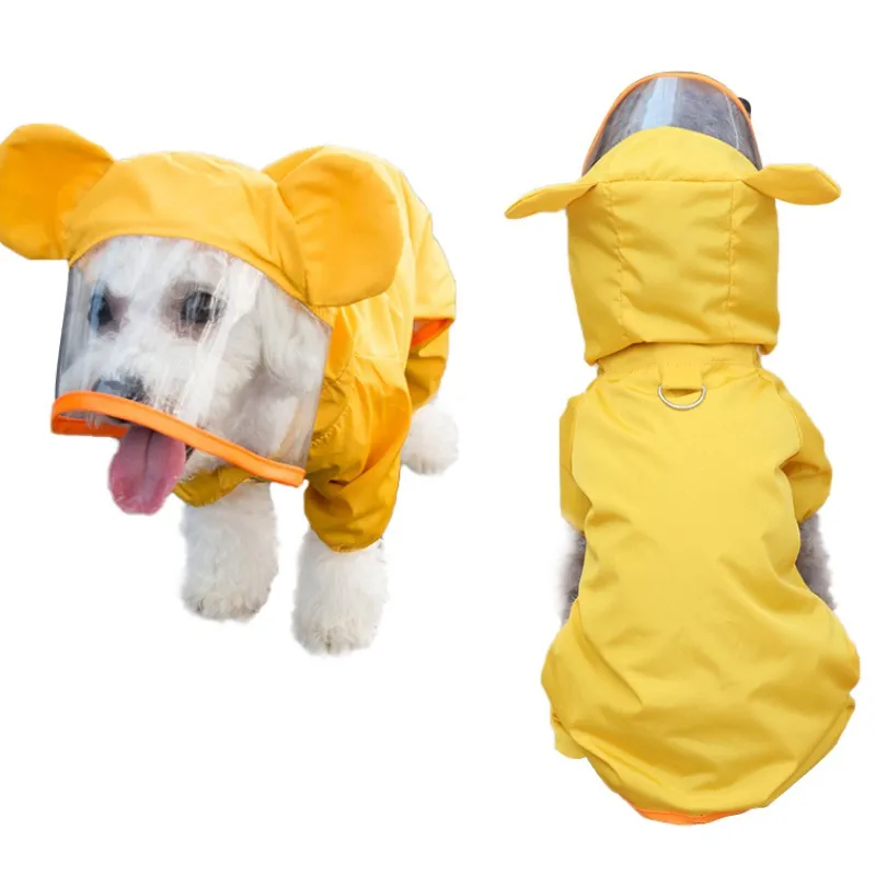 Дождевик для собак, водонепроницаемый дождевик, плащ с капюшоном, одежда для щенков из мультфильма, одежда для безопасности, дождевик для собак, одежда для улицы, товары для домашних животных