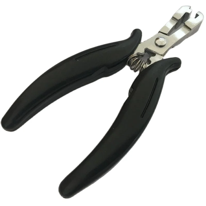 Pinza para hacer extensiones de cabello prepegado, mango negro, 4mm, tipo groove, 1 unidad