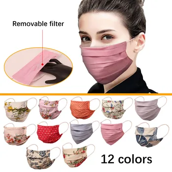 

Adult face mask Floral Print Double Layer Filter Pocket Reusable Cotton Fabric Face Mask masque mascarilla deportiva#Z40