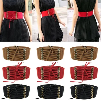 

3 Pcs Women Elastic Stretch Bounce Tassels Corset Waistband Ladies Wide Belt LOTLL0002