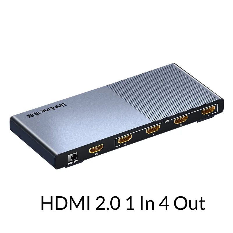 Unnlink HDMI разветвитель 1X2 1X4 HDMI2.0 UHD4K@ 60H 18 Гбит/с 444 HDCP 2,2 HDR 1 в 2 4 выход для Светодиодный tv MI Box переключатель PS4 xBox проектор - Цвет: HDMI 2.0 1X4