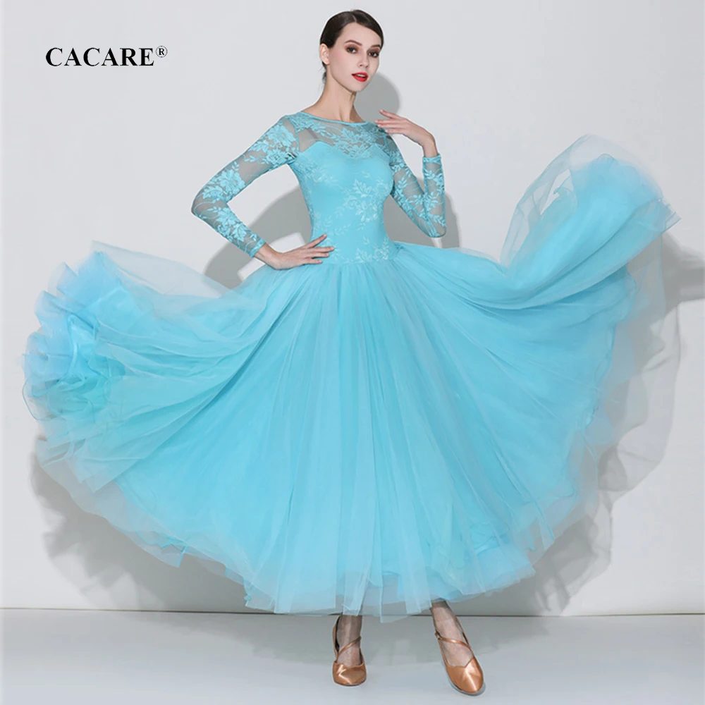 

CACARE Standard Lace Ballroom Dance Competition Dresses Waltz Dress Tango Flamenco D0672