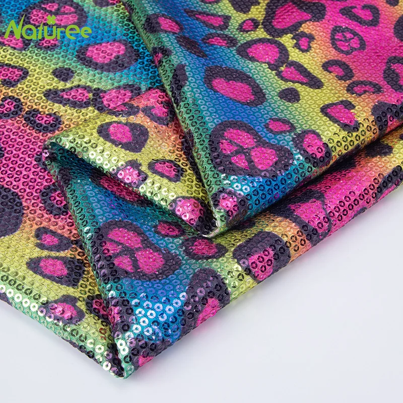 122cm Leopard Beaded Cloth By The Yard Colorful Cabric European And American Women's Cheongsam Embroidered Fabric | Дом и сад