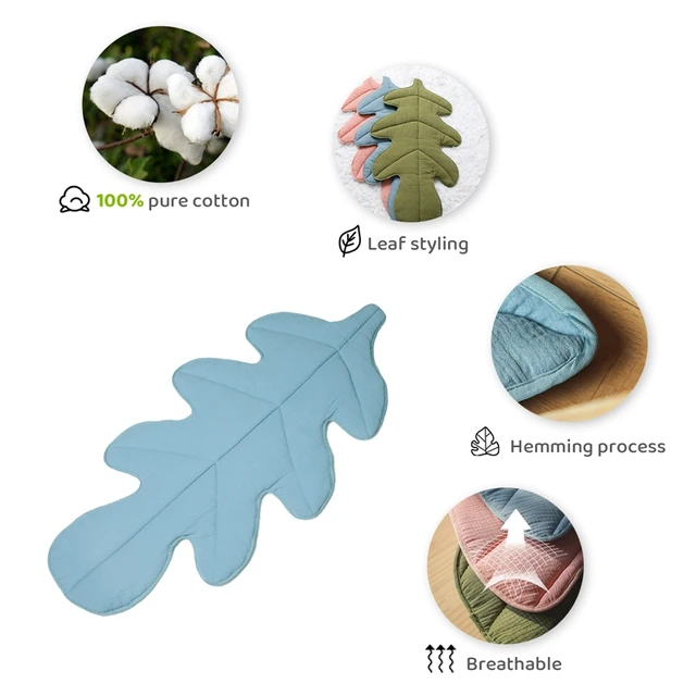 Let's Make 106*60CM Baby Crawling Mat 100% Cotton Long Leaves Floor Mat Newborn Play Mat Room Decoration Baby Activity Supplies 2