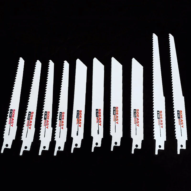 Realmote 10pcs Saw Blades Set Carbide Woodworking Wood Fibreboard Metal Cutting Reciprocating Power Tools Accessories