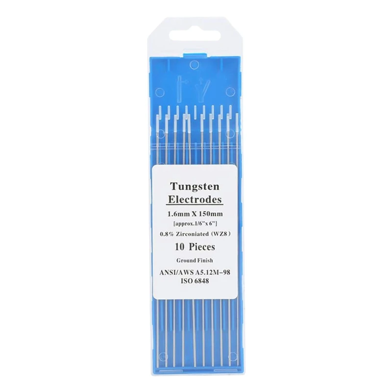 

10Pcs Zirconiated Tungsten Electrodes 1.6mm WZ8 White Tip for AC Tig Welding White(1.6mm150mm)