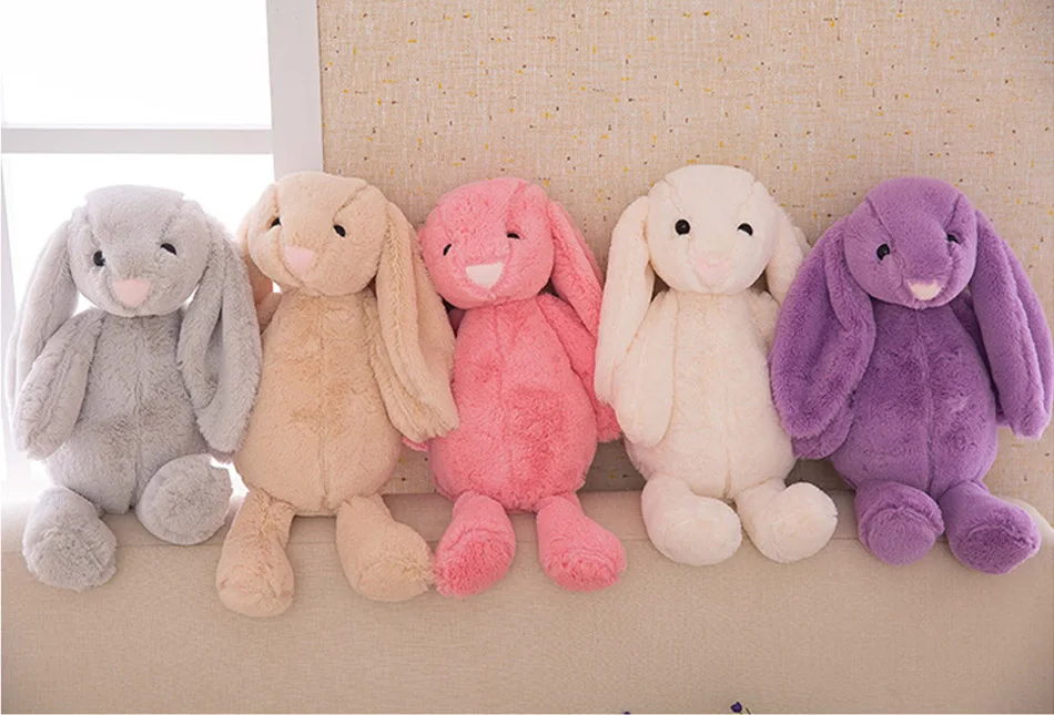Подарок подруге Kawaii Мини кролики с большими ушами мягкие детские мягкие Плюшевые Пушистые Игрушки для девочек 25 см серый желтый розовый