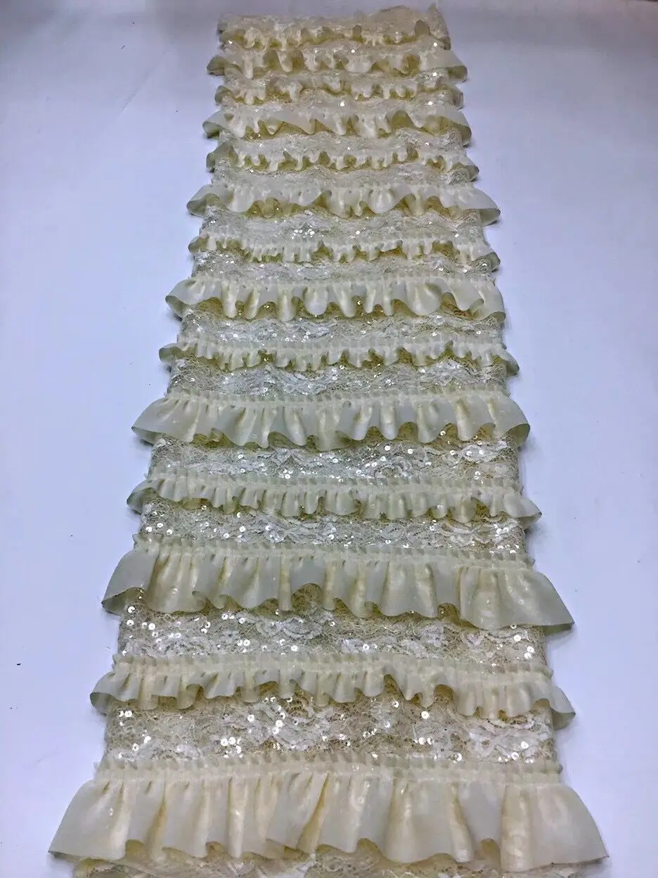 

Latest African Lace J-368686 High Quality Nigerian French Tulle Lace Fabric with sequins Embroidery for Women Dress